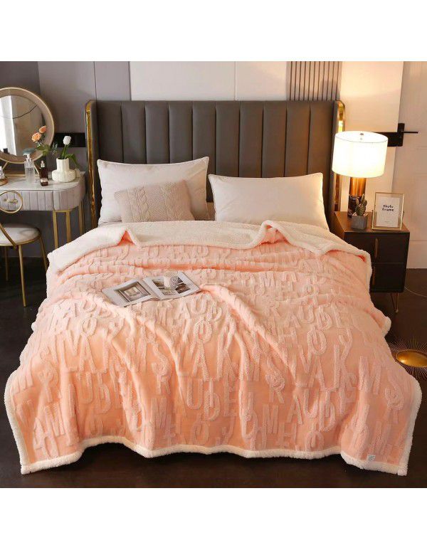  taff leisure blanket solid color lamb blanket Subnet red popular double-layer gift blanket wholesale