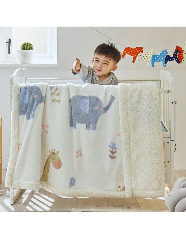 Children's blanket thickened winter cashmere quilt Children's kindergarten nap baby coral blanket