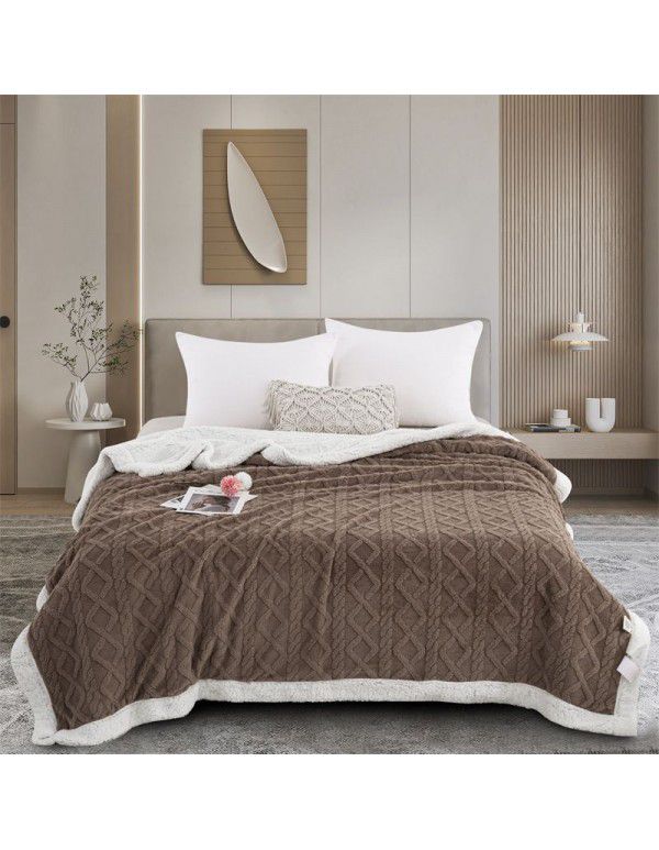 Autumn and winter thickened warm taff milk wool blanket version pure simple lamb wool blanket blanket bedding