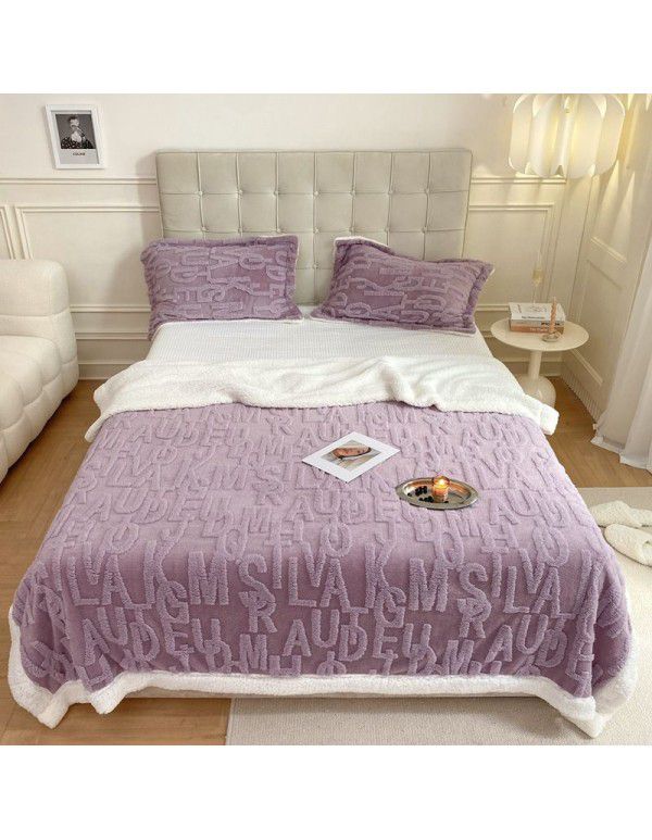 Autumn and winter thickened warm taff milk wool blanket version pure simple lamb wool blanket blanket bedding