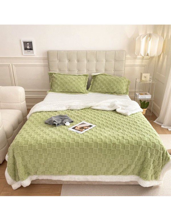 Autumn and winter thickened warm taff milk wool blanket version pure simple lamb wool blanket blanket bedding