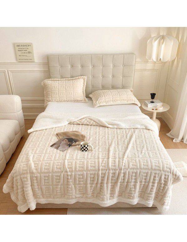 Autumn and winter thickened warm taff milk wool blanket version pure simple lamb wool blanket blanket bedding