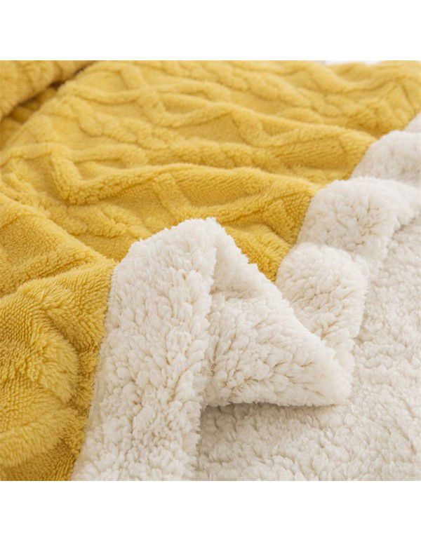 Autumn and winter thickened warm taff milk wool blanket version pure simple lamb wool blanket blanket bedding