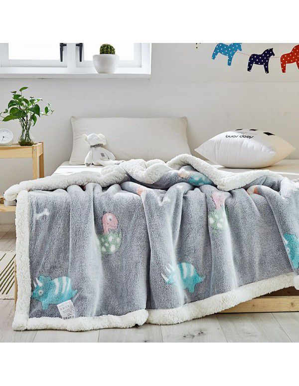 Children's blanket thickened winter cashmere quilt Children's kindergarten nap baby coral blanket