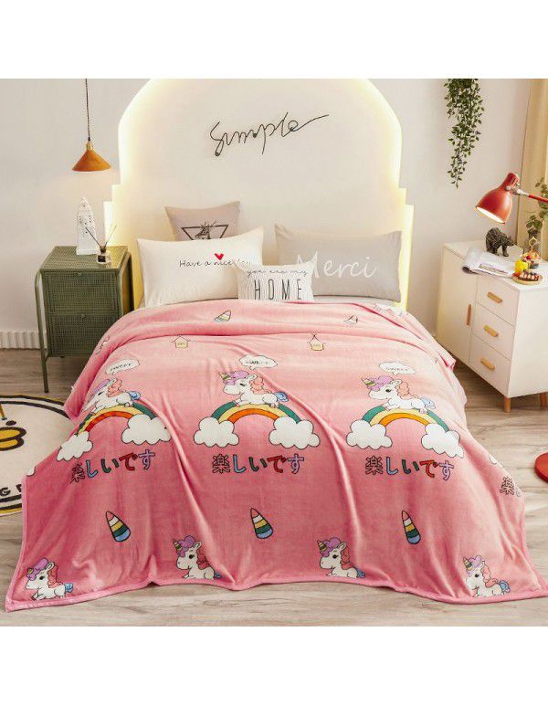 Cross border thickened marten wool blanket Autumn and winter thickened single cover blanket Double printed bed sheet blanket Wholesale by manufacturers