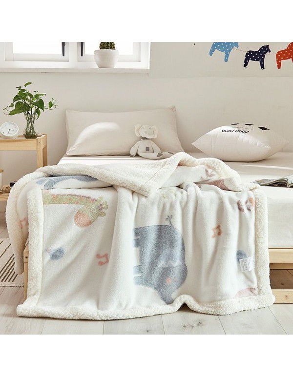 Children's blanket thickened winter cashmere quilt Children's kindergarten nap baby coral blanket