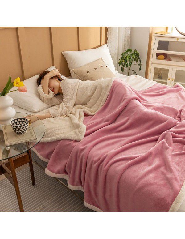 Warm in autumn and winter: 2m A milk wool B lamb wool double sided thickened flannel blanket 1.8 double-layer composite can be ordered