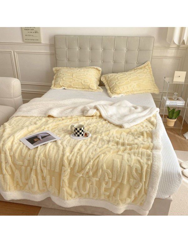 Autumn and winter thickened warm taff milk wool blanket version pure simple lamb wool blanket blanket bedding