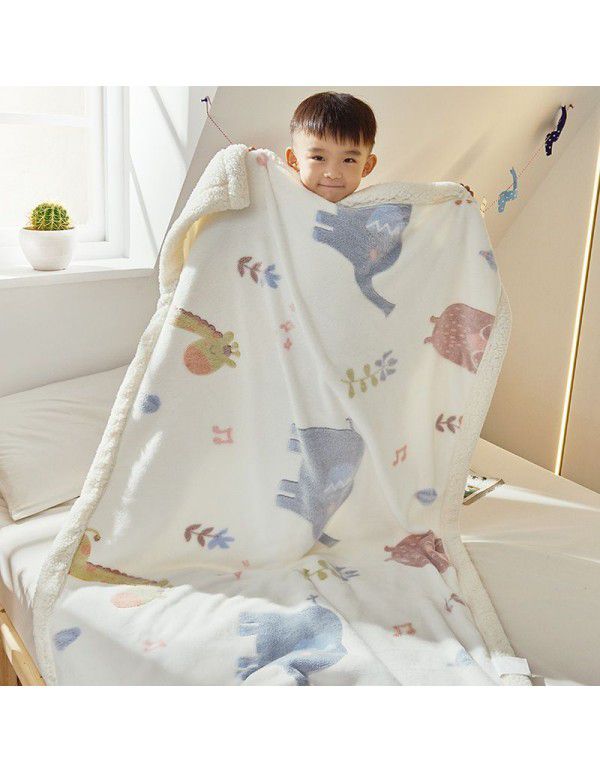 Children's blanket thickened winter cashmere quilt Children's kindergarten nap baby coral blanket