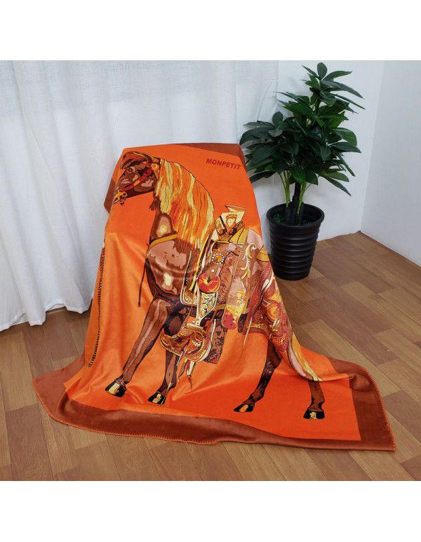 Micro defect export brand blanket European cloud blanket double layer blanket sofa blanket brocade fox velvet multi-functional lunch blanket