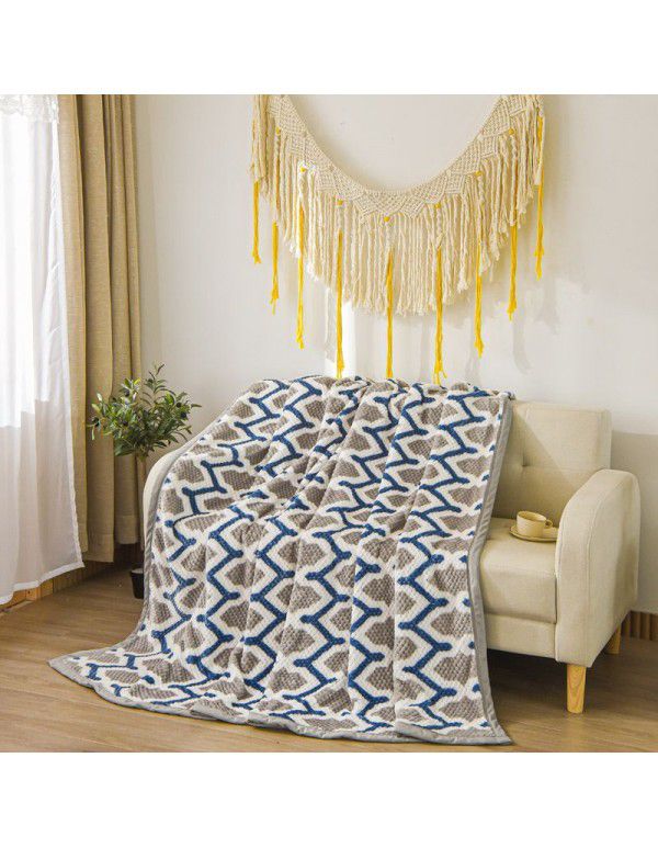 Wholesale of new 400g high gram heavy milk velvet, pineapple lattice double-sided jacquard thickened blanket, nap blanket