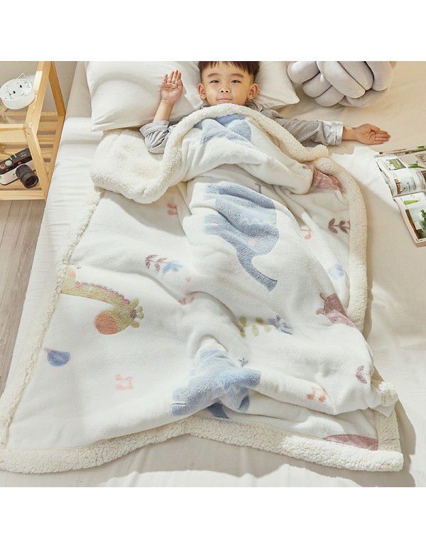 Children's blanket thickened winter cashmere quilt Children's kindergarten nap baby coral blanket