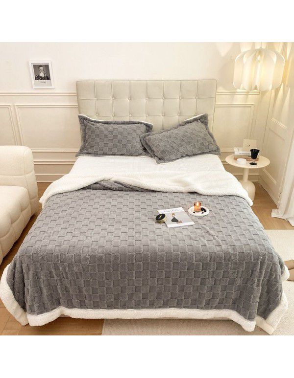 Autumn and winter thickened warm taff milk wool blanket version pure simple lamb wool blanket blanket bedding