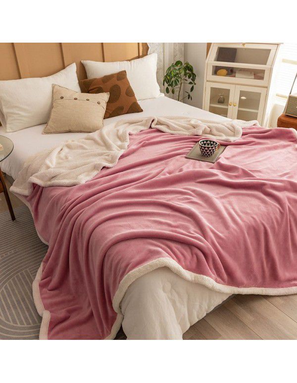 Warm in autumn and winter: 2m A milk wool B lamb wool double sided thickened flannel blanket 1.8 double-layer composite can be ordered