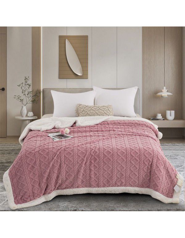 Autumn and winter thickened warm taff milk wool blanket version pure simple lamb wool blanket blanket bedding