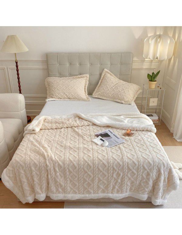 Autumn and winter thickened warm taff milk wool blanket version pure simple lamb wool blanket blanket bedding