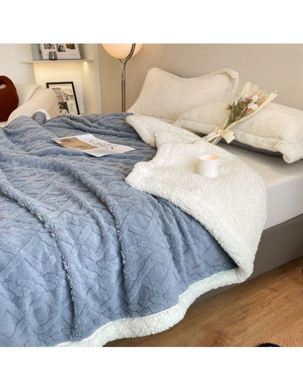 Taff Blanket Autumn and Winter Thickened Thermal Coral Blanket Napping Blanket AB Edition Double Layer Flannel Blanket Wholesale