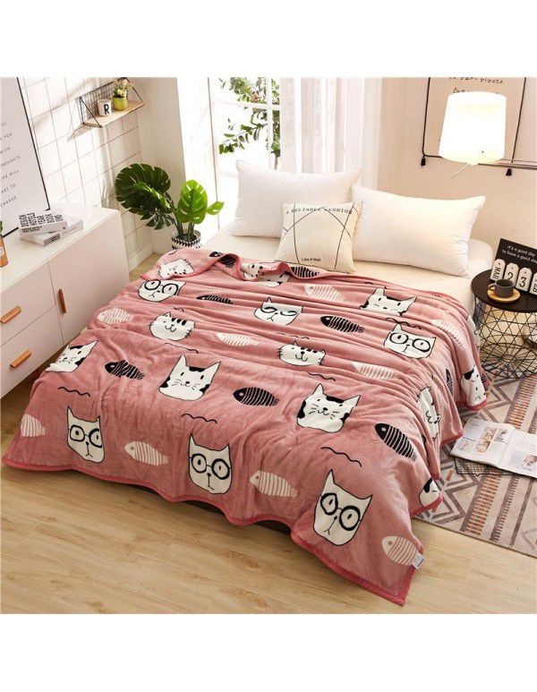 Cross border thickened marten wool blanket Autumn and winter thickened single cover blanket Double printed bed sheet blanket Wholesale by manufacturers