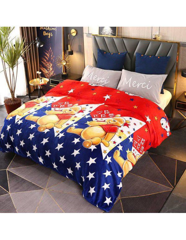 Bedding coral flannel blanket single blanket air conditioning towel quilt spring autumn thin blanket summer bed