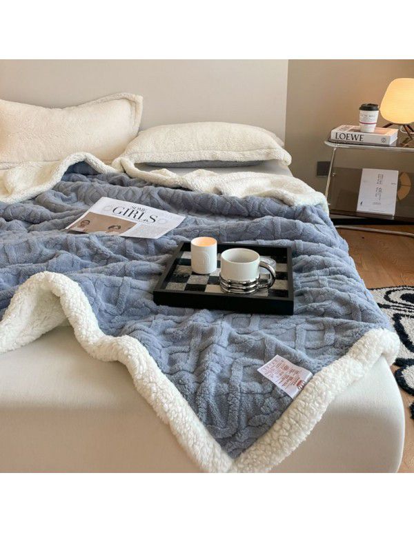 Taff Blanket Autumn and Winter Thickened Thermal Coral Blanket Napping Blanket AB Edition Double Layer Flannel Blanket Wholesale