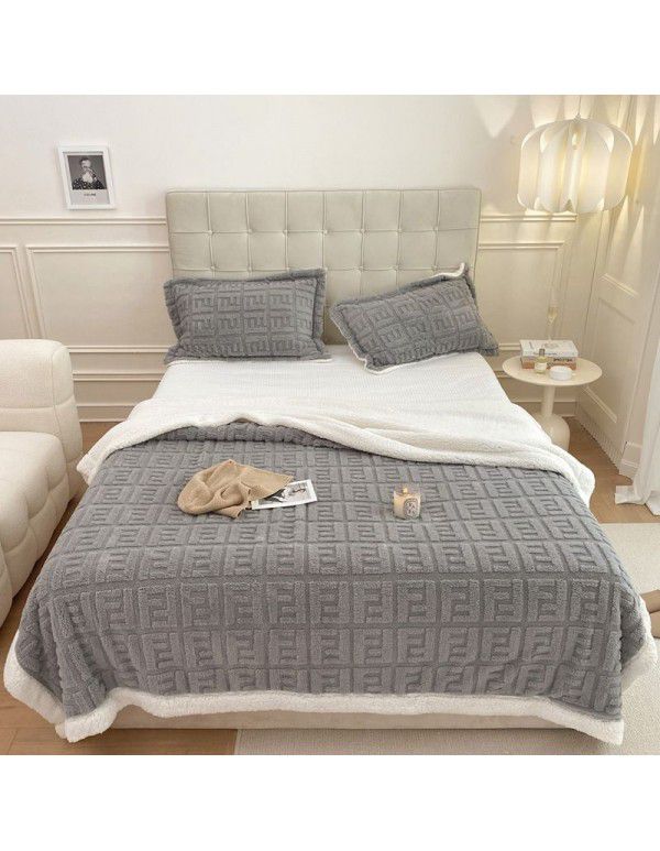 Autumn and winter thickened warm taff milk wool blanket version pure simple lamb wool blanket blanket bedding