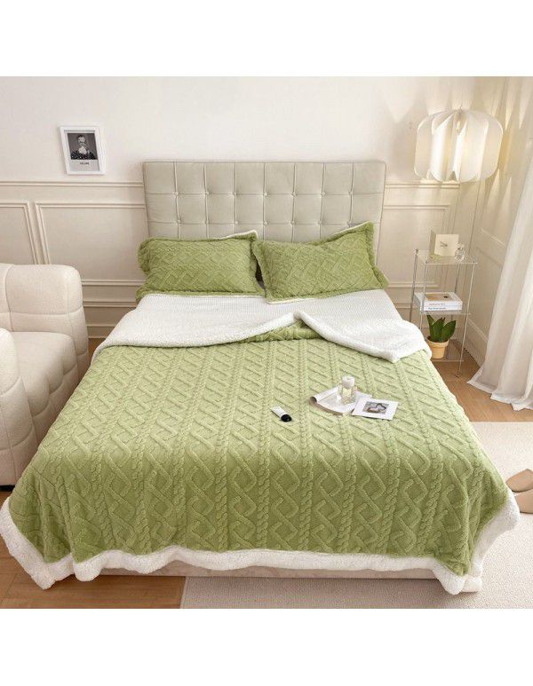 Autumn and winter thickened warm taff milk wool blanket version pure simple lamb wool blanket blanket bedding