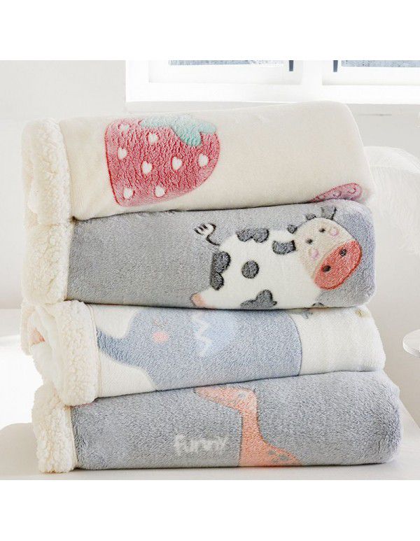 Children's blanket thickened winter cashmere quilt Children's kindergarten nap baby coral blanket