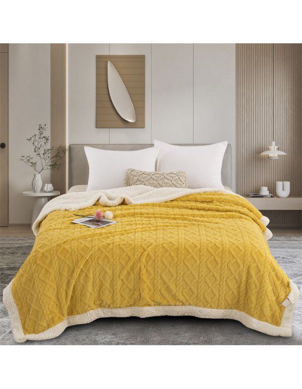 Autumn and winter thickened warm taff milk wool blanket version pure simple lamb wool blanket blanket bedding