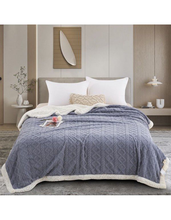 Autumn and winter thickened warm taff milk wool blanket version pure simple lamb wool blanket blanket bedding