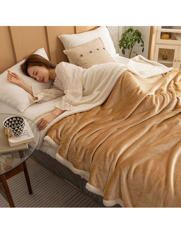 Warm in autumn and winter: 2m A milk wool B lamb wool double sided thickened flannel blanket 1.8 double-layer composite can be ordered