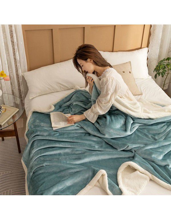 Warm in autumn and winter: 2m A milk wool B lamb wool double sided thickened flannel blanket 1.8 double-layer composite can be ordered