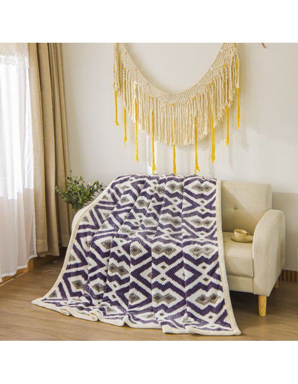 Wholesale of new 400g high gram heavy milk velvet, pineapple lattice double-sided jacquard thickened blanket, nap blanket