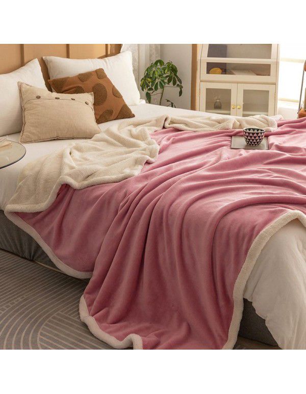 Warm in autumn and winter: 2m A milk wool B lamb wool double sided thickened flannel blanket 1.8 double-layer composite can be ordered