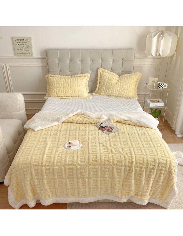 Autumn and winter thickened warm taff milk wool blanket version pure simple lamb wool blanket blanket bedding