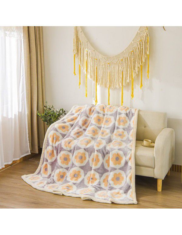 Wholesale of new 400g high gram heavy milk velvet, pineapple lattice double-sided jacquard thickened blanket, nap blanket