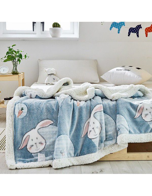 Children's blanket thickened winter cashmere quilt Children's kindergarten nap baby coral blanket