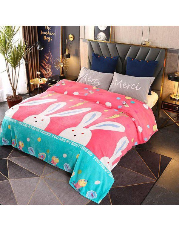 Bedding coral flannel blanket single blanket air conditioning towel quilt spring autumn thin blanket summer bed