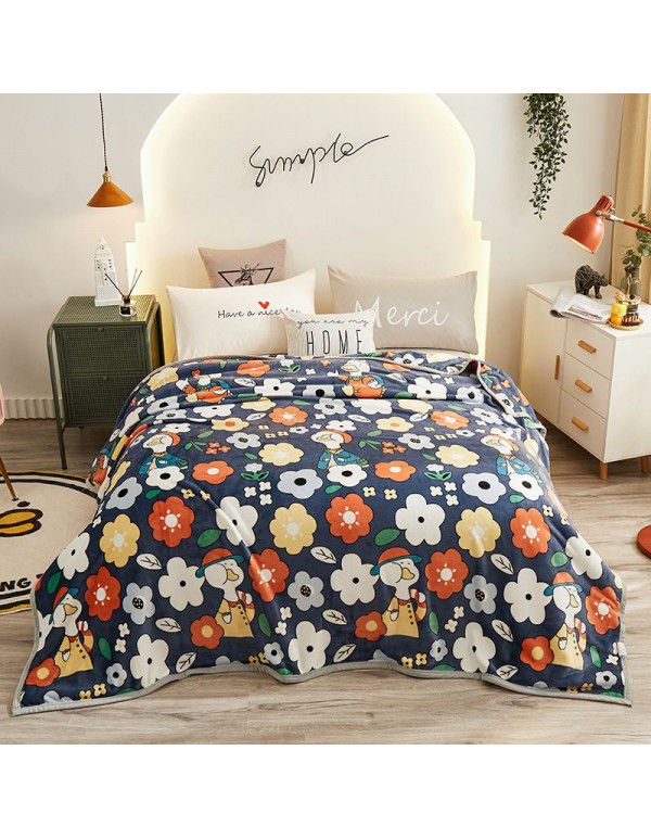 Cross border thickened marten wool blanket Autumn and winter thickened single cover blanket Double printed bed sheet blanket Wholesale by manufacturers