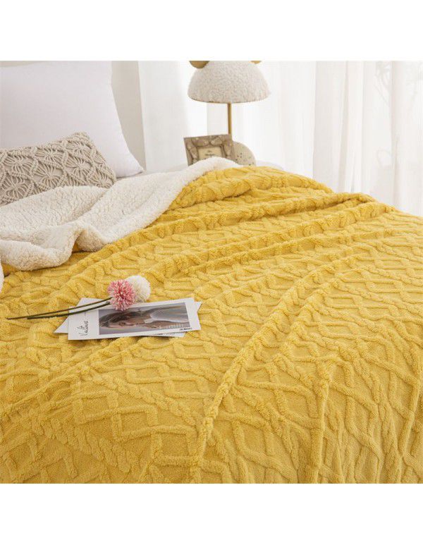 Autumn and winter thickened warm taff milk wool blanket version pure simple lamb wool blanket blanket bedding