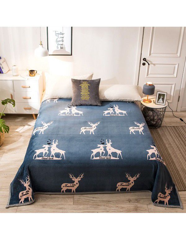 Cross border thickened marten wool blanket Autumn and winter thickened single cover blanket Double printed bed sheet blanket Wholesale by manufacturers