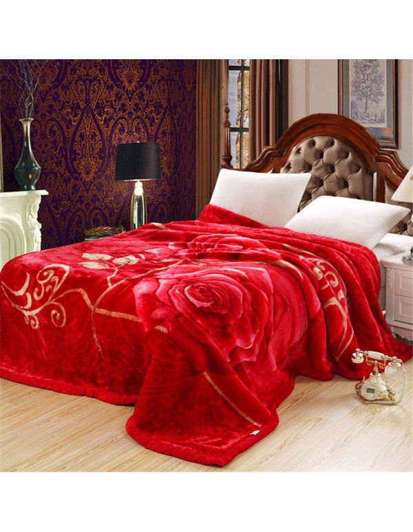 Thickened Raschel blanket Double layer super soft warm blanket Wedding red gift blanket blanket blanket blanket blanket quilt wholesale