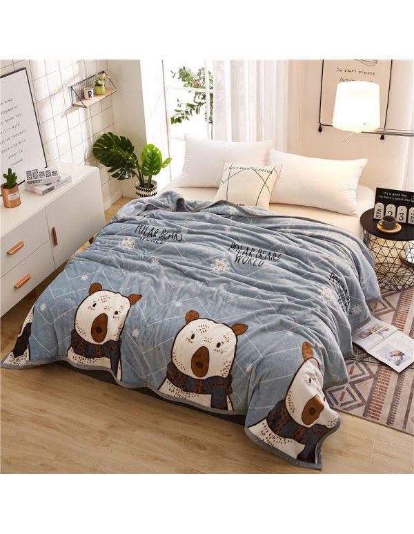 Cross border thickened marten wool blanket Autumn and winter thickened single cover blanket Double printed bed sheet blanket Wholesale by manufacturers