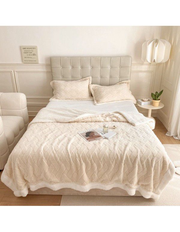 Autumn and winter thickened warm taff milk wool blanket version pure simple lamb wool blanket blanket bedding