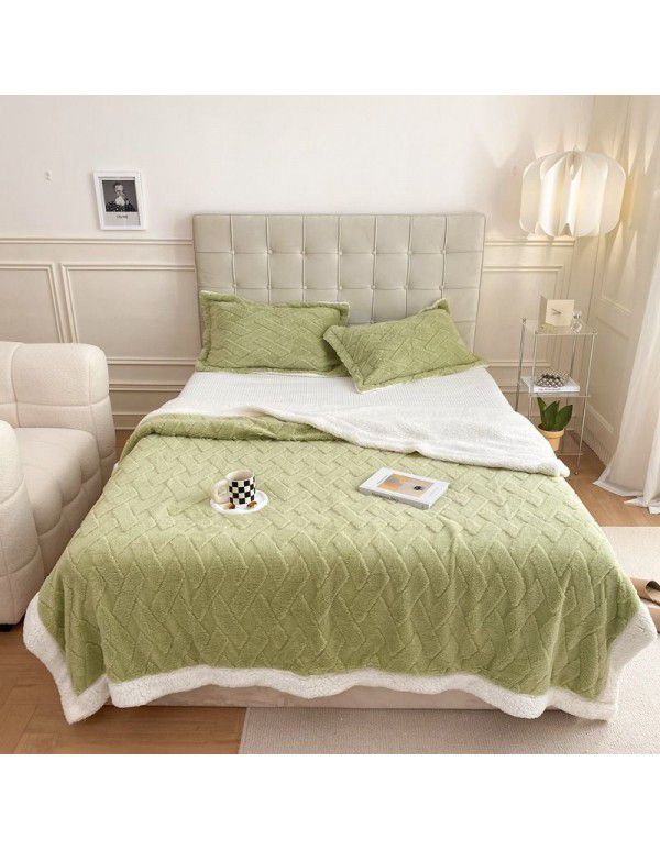 Autumn and winter thickened warm taff milk wool blanket version pure simple lamb wool blanket blanket bedding