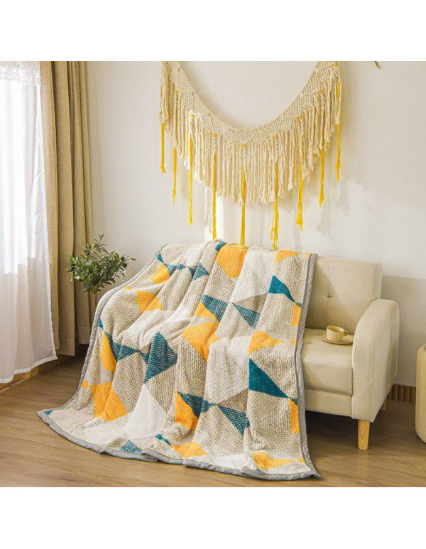 Wholesale of new 400g high gram heavy milk velvet, pineapple lattice double-sided jacquard thickened blanket, nap blanket