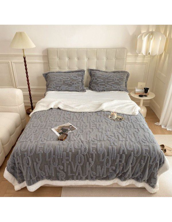 Autumn and winter thickened warm taff milk wool blanket version pure simple lamb wool blanket blanket bedding