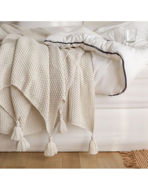 Ins Nordic sandstorm hair blanket Office nap blanket Air conditioning blanket Cover blanket Shawl wool knitting blanket Bed tail towel