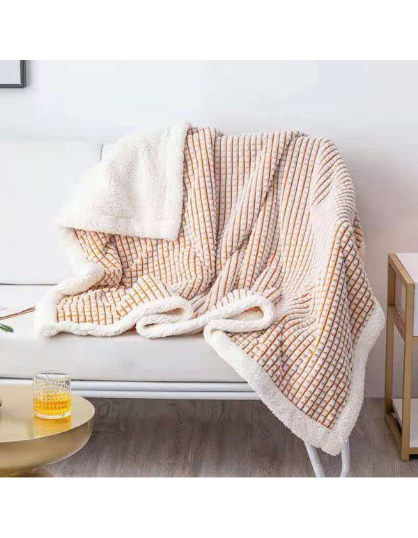 Double layer cut cashmere blanket Wholesale milk wool warm quilt cover coral wool thickened blanket Farai wool blanket