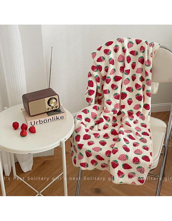 Strawberry coral wool blanket thin summer office nap air conditioning blanket nap sofa shawl blanket blanket