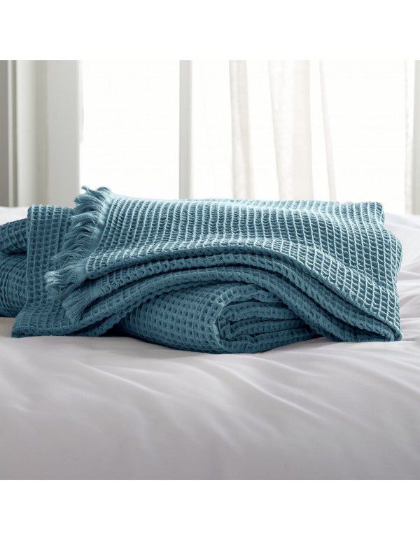 Spring and summer cotton waffle solid color blanket American blanket bedding blanket office sofa nap casual blanket